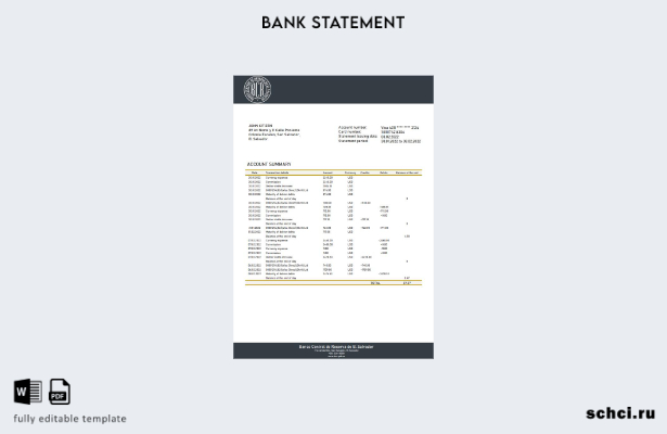 цифровая загрузка шаблона слова банковской выписки Salvador Banco Central de Res
